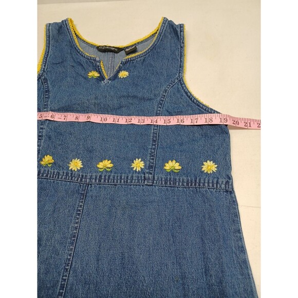 Blue Denim Jean Jumper Cottagecore Embroidery Buttons Modest Dress Size M.  - Picture 9 of 12
